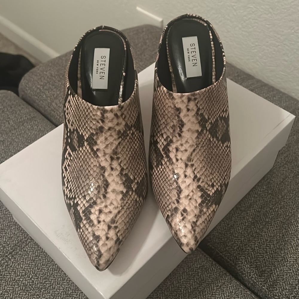 Snakeskin Mules (New, Never Worn)